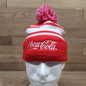 Coca-Cola Bush Gardens Red Knit Hat W/ Pom Beanie